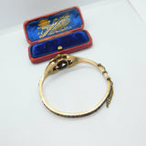 Austro-Hungarian 9ct Gold Bohemian Garnet Set Floral Bangle Antique c1860 Victorian