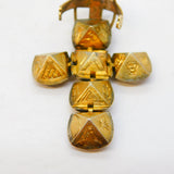 9ct Gold & Sterling Silver Large Masonic Ball Cross Fob Pendant Antique c1900