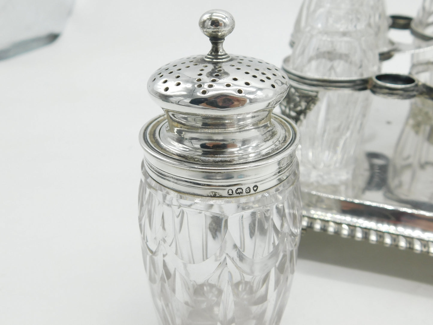William IV Sterling Silver & Cut Glass Complete Cruet Set Antique 1833 London