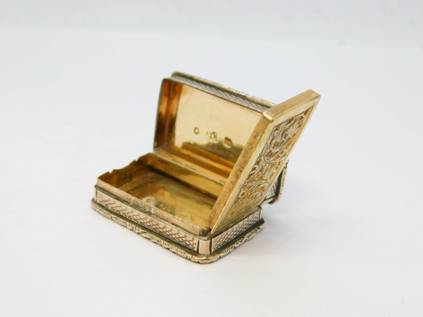 George IV Sterling Silver Gilded Floral Vinaigrette Antique 1827 Birmingham