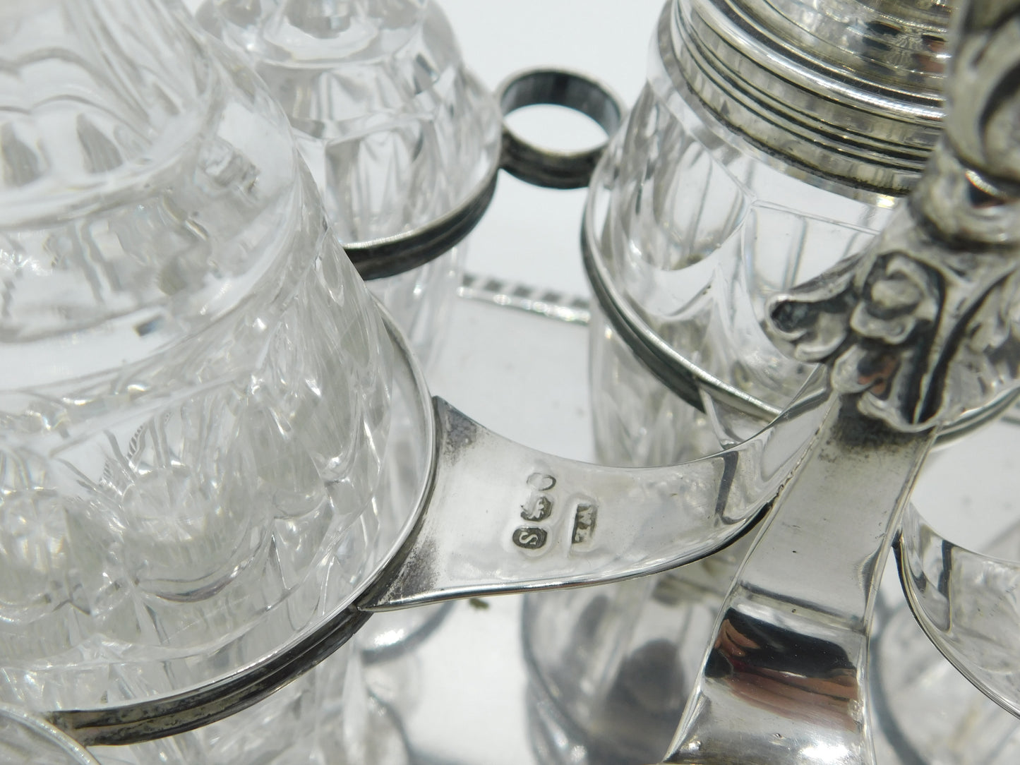 William IV Sterling Silver & Cut Glass Complete Cruet Set Antique 1833 London