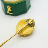 Victorian 18ct Gold, Enamel & Seed Pearl Mourning Stick Pin Antique c1880