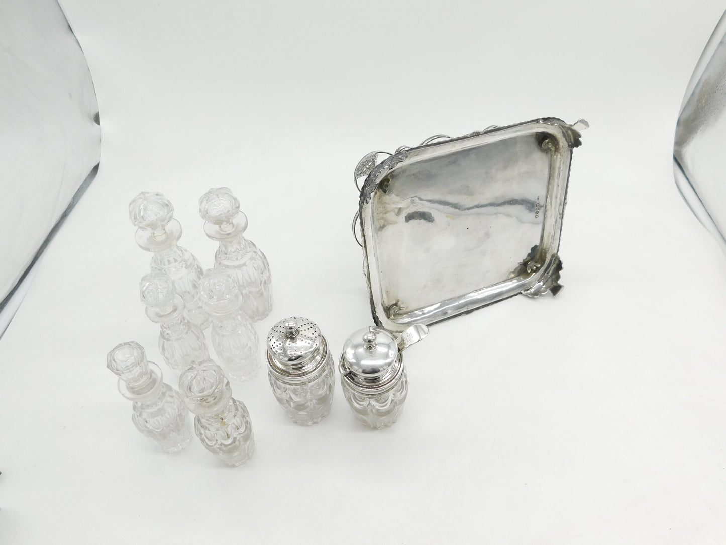William IV Sterling Silver & Cut Glass Complete Cruet Set Antique 1833 London