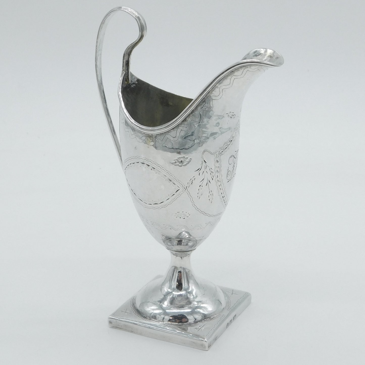 George III Sterling Silver Floral Helmet Cream Jug Antique c1800 Sheffield