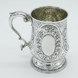 George III Sterling Silver Floral Pattern Pint Tankard Antique 1815 London