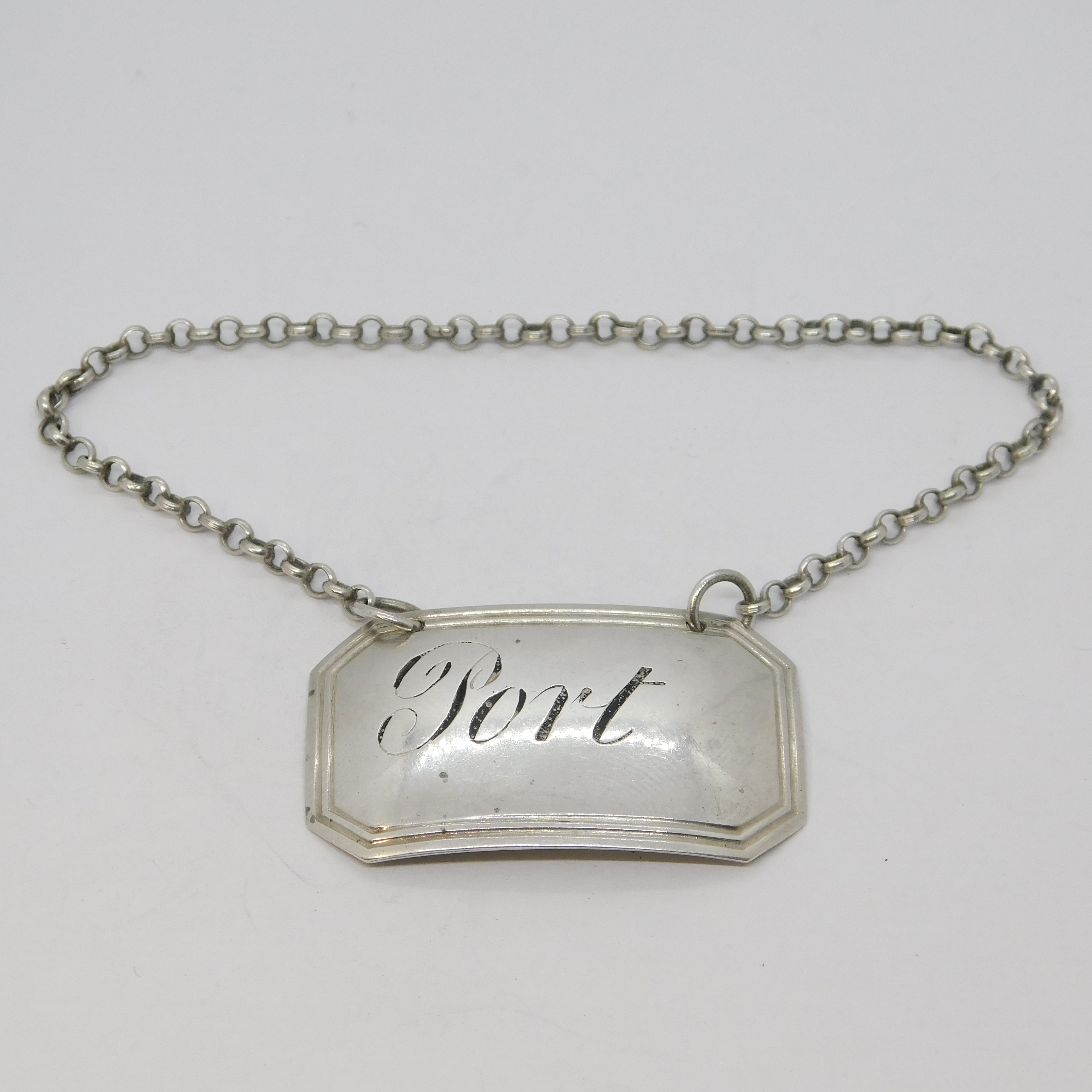George IV Sterling Silver Port Decanter Label Antique 1825 Birmingham