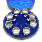 Victorian Boxes Set of Eight Sterling Silver Floral Salt Cellars Antique 1881 London