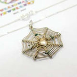 Sterling Silver Spider in Her Web Pendant Necklace Vintage c1970