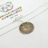 Sterling Silver Two Pence Queen Victoria Coin Pendant Necklace Victorian 1846