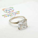 Sterling Silver Diamond Paste Square Cut Ring Vintage c1970