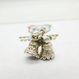 Sterling Silver Wedding Bells Charm Pendant Art Deco c1930