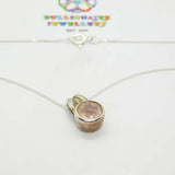 Sterling Silver Small Pink Topaz Pendant Necklace Vintage c1970