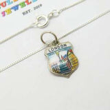 Sterling Silver & Enamel Piccadilly Circus London Pendant Necklace Vintage c1970