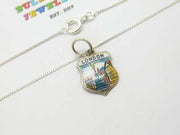 Sterling Silver & Enamel Piccadilly Circus London Pendant Necklace Vintage c1970