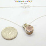 Sterling Silver Small Pink Topaz Pendant Necklace Vintage c1970