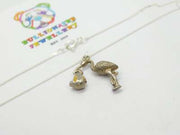 Sterling Silver Articulate Birth Stork Pendant Necklace Vintage c1970