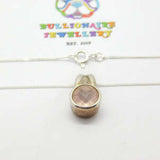 Sterling Silver Small Pink Topaz Pendant Necklace Vintage c1970