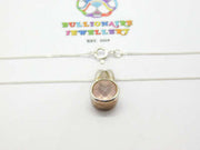 Sterling Silver Small Pink Topaz Pendant Necklace Vintage c1970