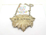 Silver Plated Brandy Decanter Label Vine Leaf Victorian c1880