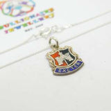 Sterling Silver & Enamel Exeter Shield Pendant Necklace Vintage c1960