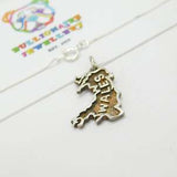 Sterling Silver Wales National Outline Pendant Necklace Vintage c1970