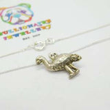 Sterling Silver Ornate Ostrich Pendant Necklace Vintage c1970