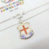 Sterling Silver London Travel Shields Pendant Necklace Mid-Century c1950