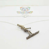 Sterling Silver Skier Necklace Mid-Century c1950