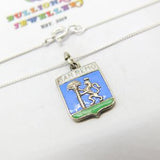 Sterling Silver San Remo Italy Travel Shield Pendant Necklace Vintage c1970