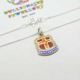 Sterling Silver & Enamel Inverness Shield Pendant Necklace Vintage c1970
