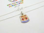 Sterling Silver & Enamel Inverness Shield Pendant Necklace Vintage c1970