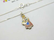 Sterling Silver & Enamel German Lady Necklace Vintage c1970