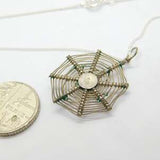 Sterling Silver Spider in Her Web Pendant Necklace Vintage c1970