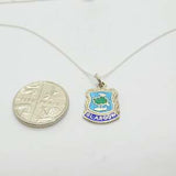 Sterling Silver & Enamel Glasgow Pendant Necklace Vintage c1970