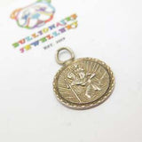 Sterling Silver Sun Ray St Christopher Charm Pendant Mid-Century c1950