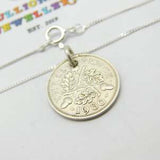 Sterling Silver Threepence Coin King George V Pendant Necklace 1936