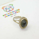 Sterling Silver Black Gemstone Ring Vintage c1970