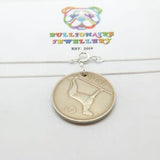 Sterling Silver Sixpence Ireland Coin Pendant Necklace 1955