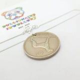 Sterling Silver Sixpence Ireland Coin Pendant Necklace 1955