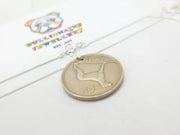 Sterling Silver Sixpence Ireland Coin Pendant Necklace 1955