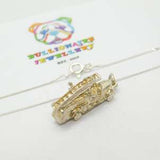 Sterling Silver Fire Engine Pendant Necklace Vintage c1970