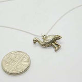 Sterling Silver Ornate Ostrich Pendant Necklace Vintage c1970
