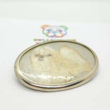 Sterling Silver Brooch With Pomeranian Watercolour Antique c1930 Art Deco