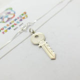 Sterling Silver Key To Your Heart Pendant Necklace Vintage c1970