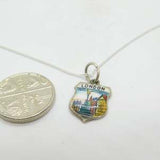 Sterling Silver & Enamel Piccadilly Circus London Pendant Necklace Vintage c1970