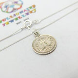 Sterling Silver One and a Half Maundy Pence Queen Victoria Coin Pendant Necklace