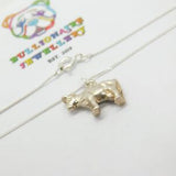Sterling Silver Little Bull Pendant Necklace Mid-Century c1950
