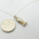 Sterling Silver Little Owl of Athena Pendant Necklace c1970