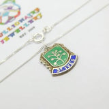 Sterling Silver Enamelled St Ives Travel Shield Pendant Necklace Vintage c1970
