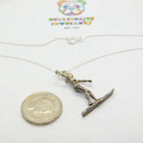 Sterling Silver Skier Necklace Mid-Century c1950